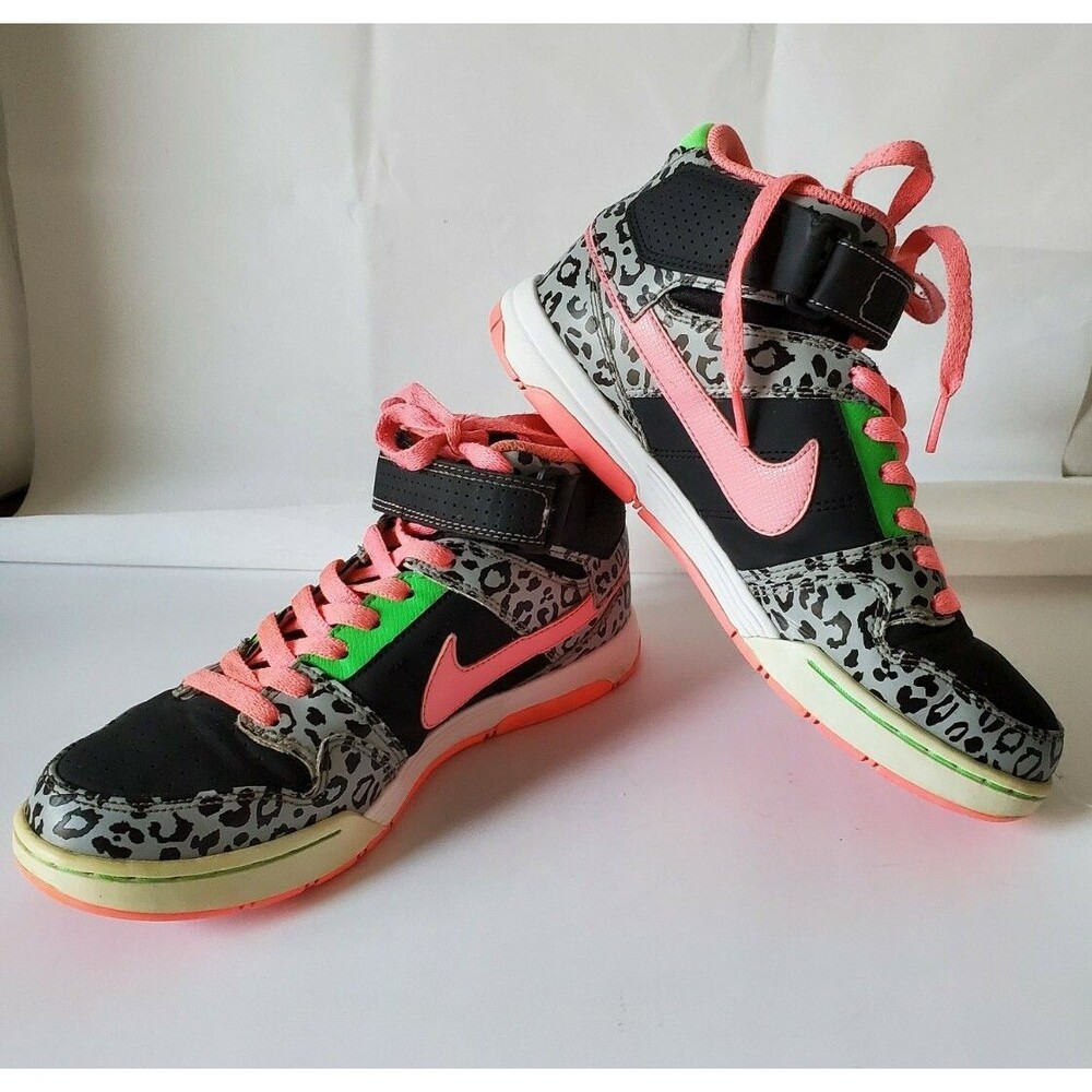 Nike Air Morgan 2 Mid Gray Cheetah Black Green Pink 407479-062 Women's sz 7.5